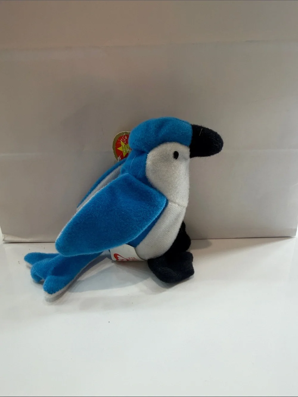 Valuable Ty Blue White and Black Plush Parrot Toy